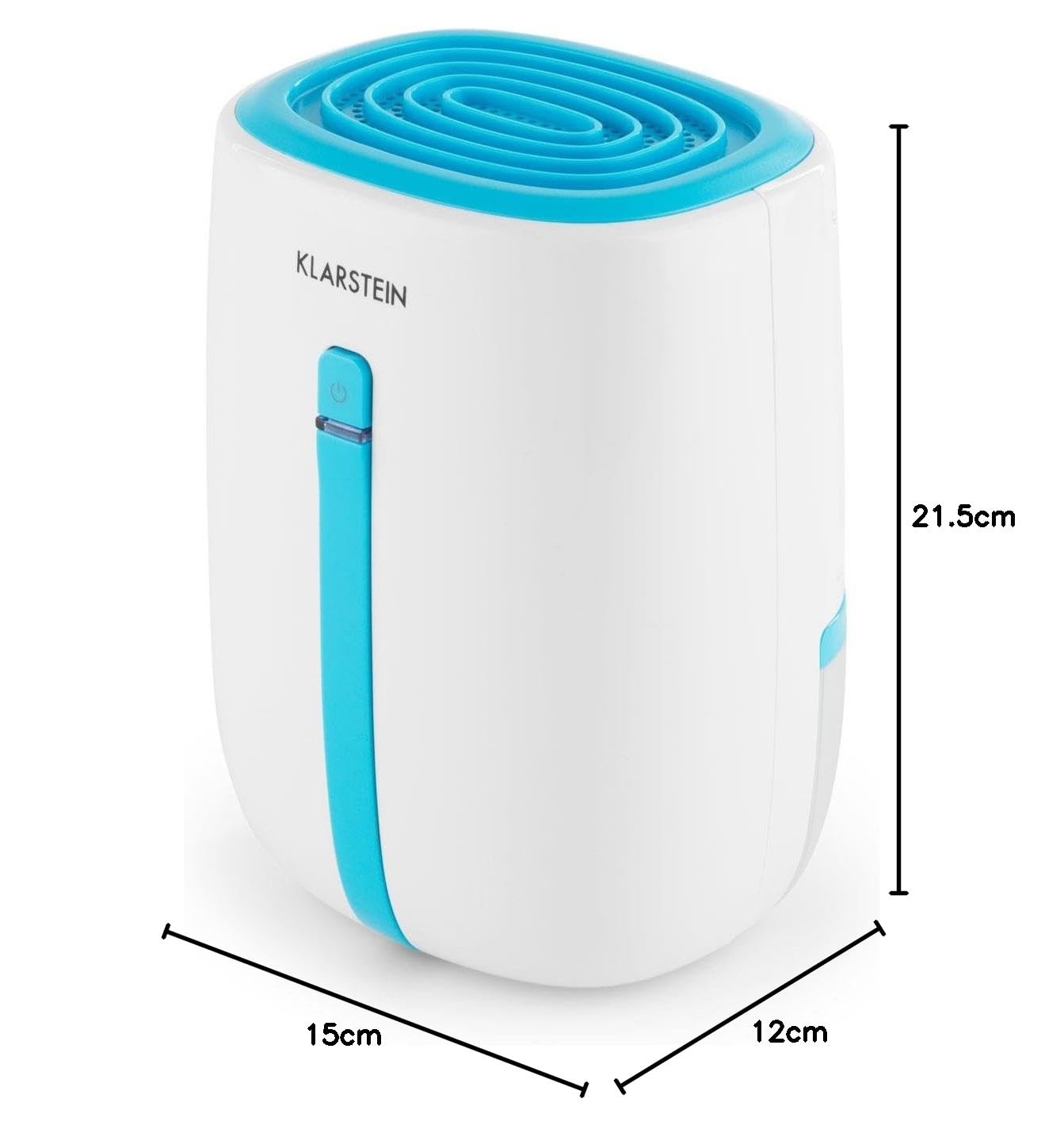 Klarstein Shetland 600 - Deshumidificador, Purificador, Deshumidificador eléctrico, 0,22L/24h, Compresor de bajo consumo de 22W, Depósito de 0,5L, Compacto, 15x21,5x1cm (LxAxP), Blanco