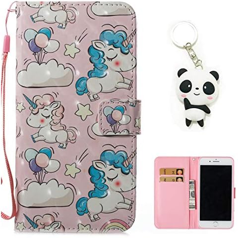 XTstore Case for Huawei Y7 2018 / Honor 7C - Leather Flip Wallet Phone Case Shockproof Stand Cover Silicone Bumper Protector with Magnetic Closure & Wrist Strap for Huawei Y7 Prime 2018,Unicorn Cover