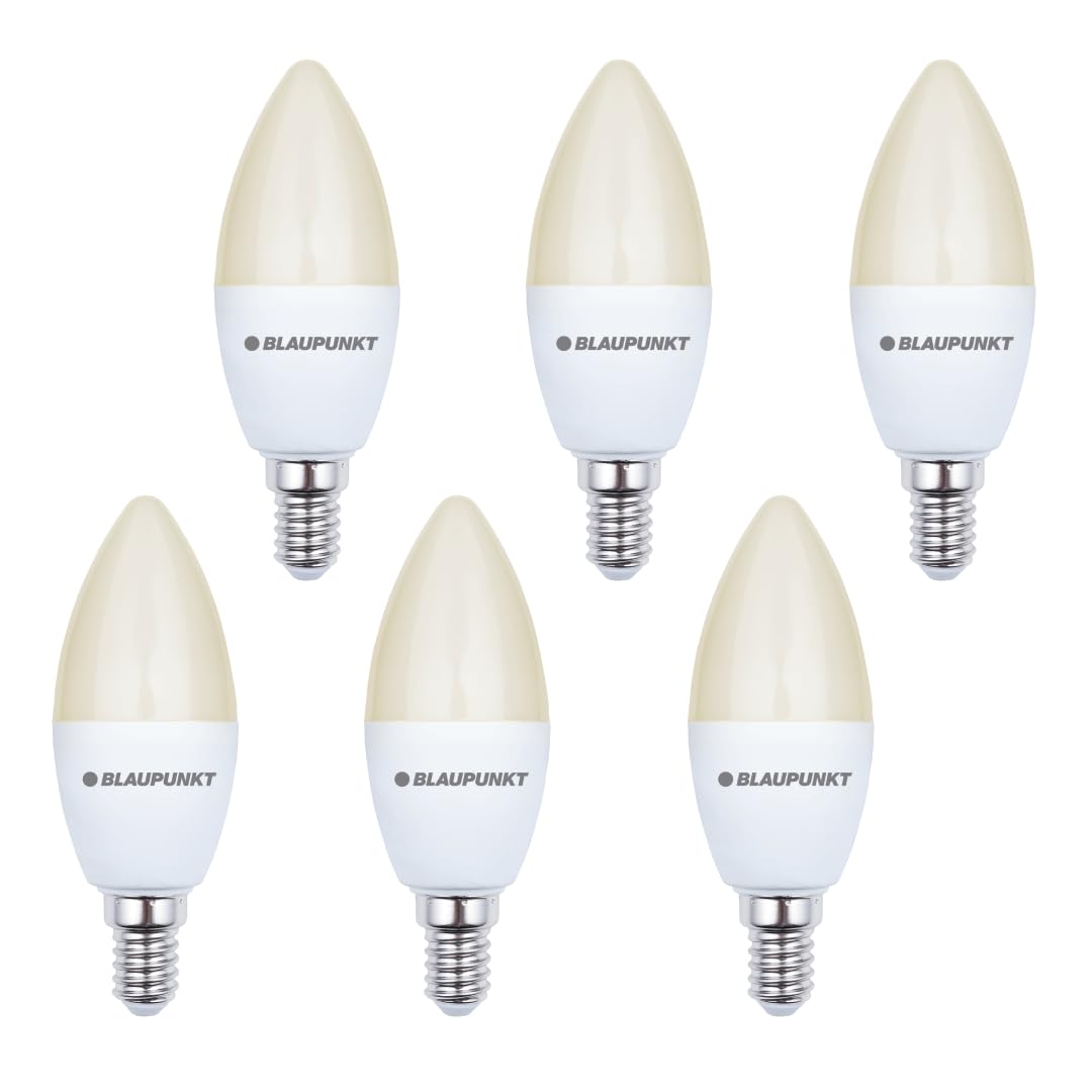 Blaupunkt E14 LED Light Bulb for Chandeliers | C35 Candle Shape Frosted | 10W Replaces 80W – 100W | 820 Lumens | 2700K Warm White | E14 Screw Base | Non‑Dimmable | High‑Quality E14 LED Set – Pack of 6