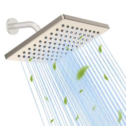 Hibbent Hibbent cUPC Certified Thickness Metal 6'' Rain Shower Head, Brushed Nickel Square 6'' Brushed Nickel