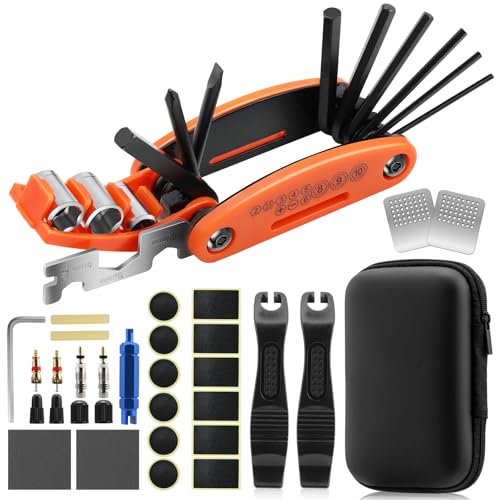 Kapsuen Fahrrad Reparatur Set - 16-in-1 Multitool Werkzeug, Fahrrad Werkzeugset mit Reifenflickzeug für Mountainbike Rennrad Kapsuen Fahrrad Reparatur Set - 16-in-1 Multitool Werkzeug, Fahrrad Werkzeugset mit Reifenflickzeug für Mountainbike Rennrad