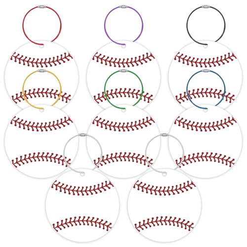 Luggage Tags for Suitcases, 8 Pcs PVC Name Id Card and DIY Pocket Hug Card Labels with Steel Loop for Men Women Baggage Handbag Travel School Bag Backpack (8 Pcs Baseball Pattern)