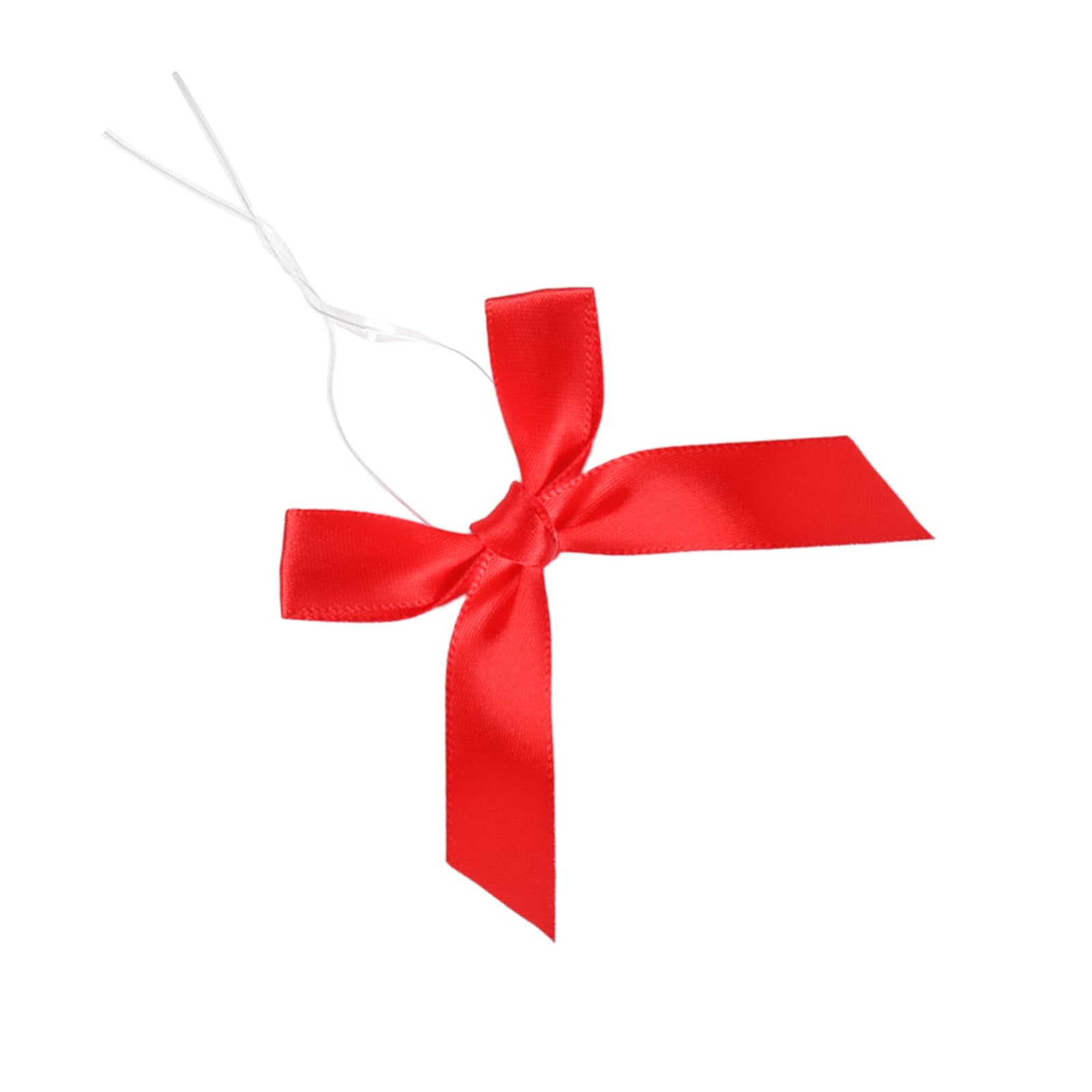 AKLVBL 50 Pack Red Satin Ribbon Twist Tie Bows for Treat Bags, Gift Bags, Bakery Candy Bags and Package Decorating Ribbon Bow, Bowknot for Gifts