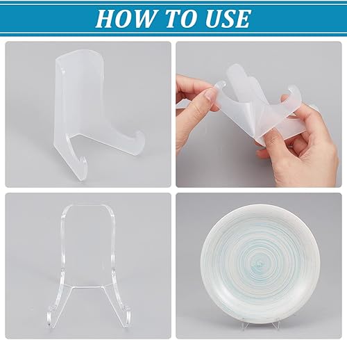 Miniatura 4 de GORGECRAFT 2 soportes de exhibición de caballete de acrílico transparente de 3 pulgadas con parte trasera plana para decoración de exhibición,