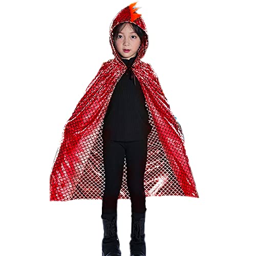 Qingzhuan Cape de dinosaure pour enfants, cape de déguisement de dragon pour garçons pour Halloween, soirée à thème, carnaval, utilisation quotidienne - Rouge Cover