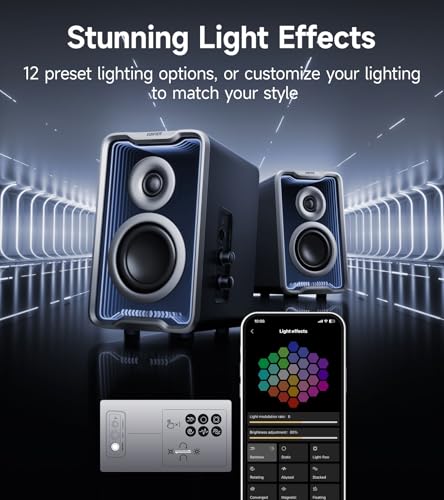 Image of Edifier QR30 2.0 Desktop Active Speaker, Compact Bluetooth V5.4 Computer Speakers, Wireless Bookshelf Speaker, 30W (RMS), 3.5mm AUX & USB-A Wired Input, Dynamic Light Effects, App Control, Black