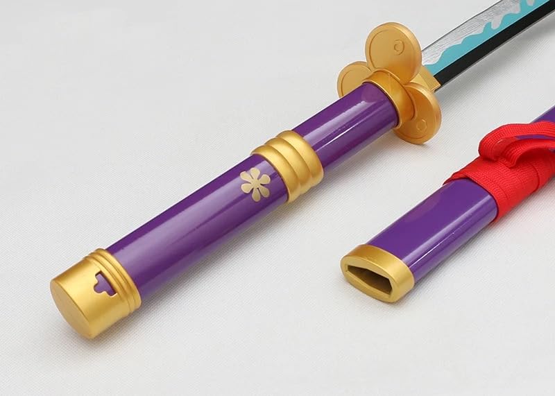 Image of Zoro ENMA Purple Katana /Sword Toy 104cm Live Size - Bamboo Wood Enma Katana 2024 (Stand Included) Perfect for Anime Gift, Cosplay, Merchandise (Stand: Double Layer)