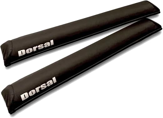 DORSAL Aero Roof Rack Pads - Sunguard (No Fade) for Factory and Wide Crossbars - Pack of 2 for Surfboards Kayaks Sups Snowboards Polyester, Polyvinyl Chloride (PVC) 28" Inch Black