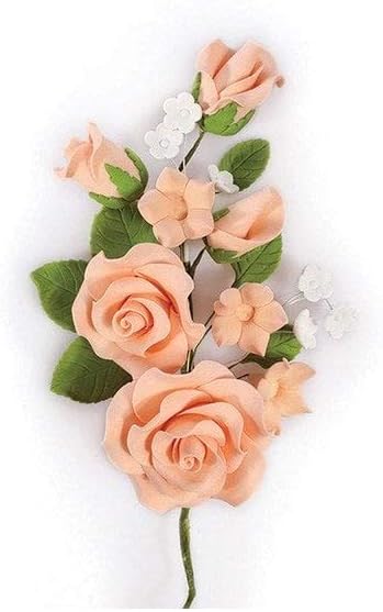 Peach Rose Sugar Paste Flower Anniversary Wedding Cake Spray Topper
