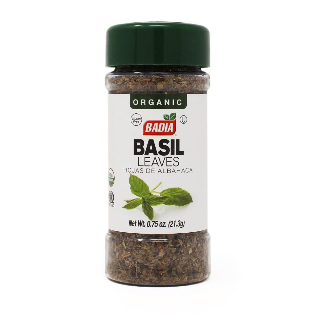 Badia Organic Basil Leaves, 0.75 oz – Dried Basil for Cooking, Seasoning & SaucesUSDA Organic