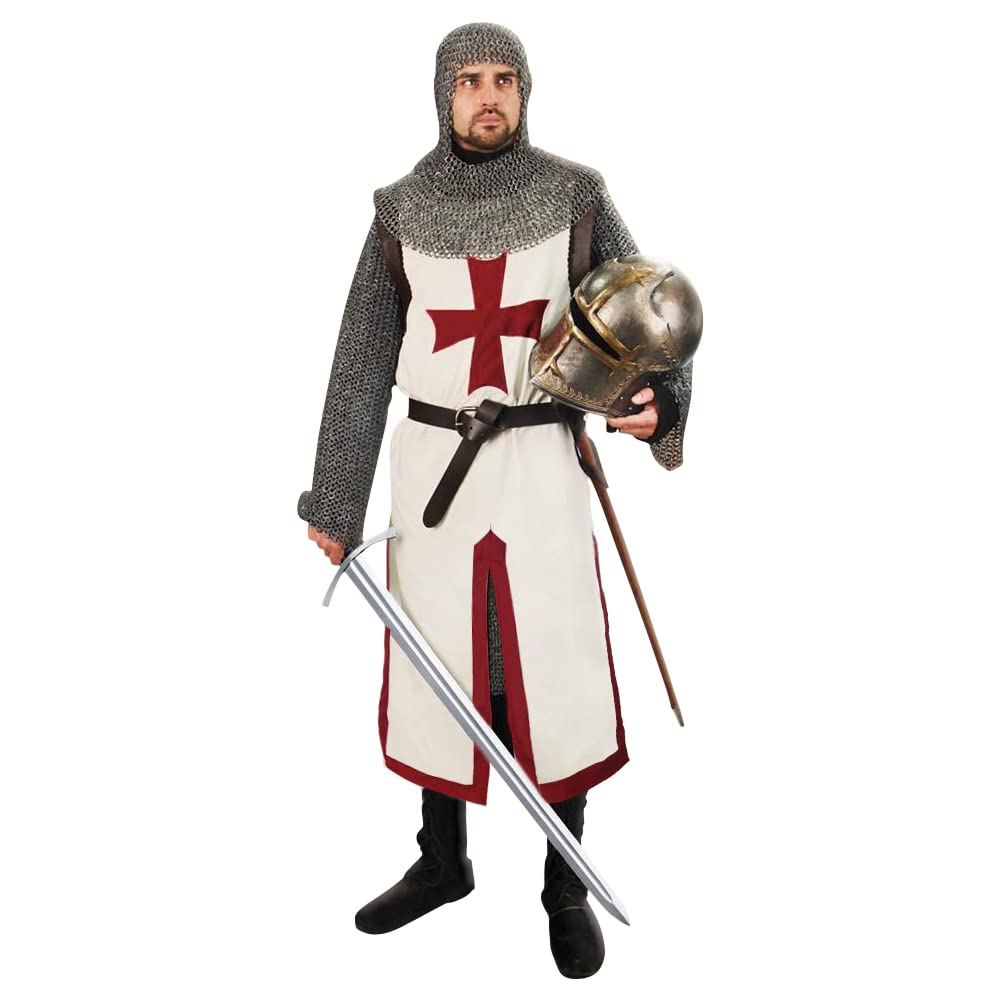 JPXH Men Medieval Crusader Costume Knights Templar Tunic Halloween Renaissance Midevil Suit