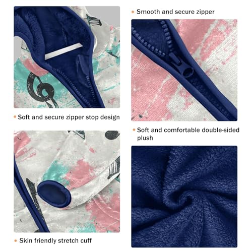 Musical Notes on Background Toddler Fleece Jacket Girl Boys Hooded Fleece Jacket Coat Warm Outwear Zip-up 3-10T3