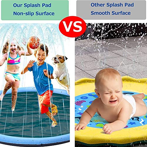 Hundepool, 100cm Splash Pad Sprinkler Play Matte, Kinder Hunde Spritzpad, Verdickte, rutschfeste Einstellbare Wasserhöhe Splash Pad, Sprinkler für Kinder Sommer, Garten, Outdoor Spielzeug