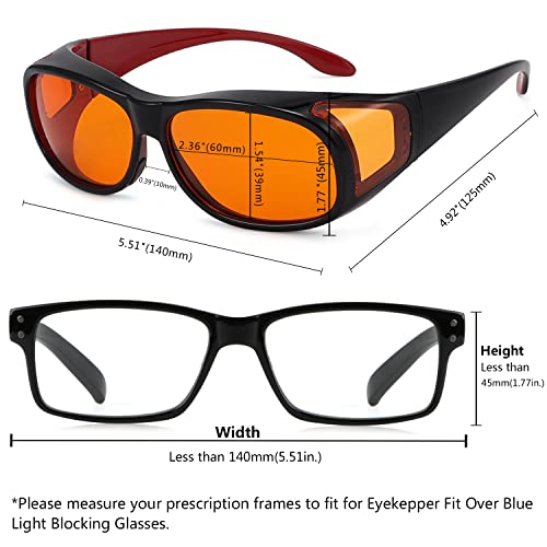 Image of Eyekepper 100% Blue Light Reduction,Fitover Anti-Blue Blocking Computer Glasses with Extra Amber Lens