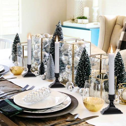 Image of GenSwin Window Candles Battery Operated with Timer, Flameless Taper Candles, Black LED Window Taper Candlesticks Remote, 4 Pack Flameless Candlesticks with Suction Cups for Halloween Christmas Decor