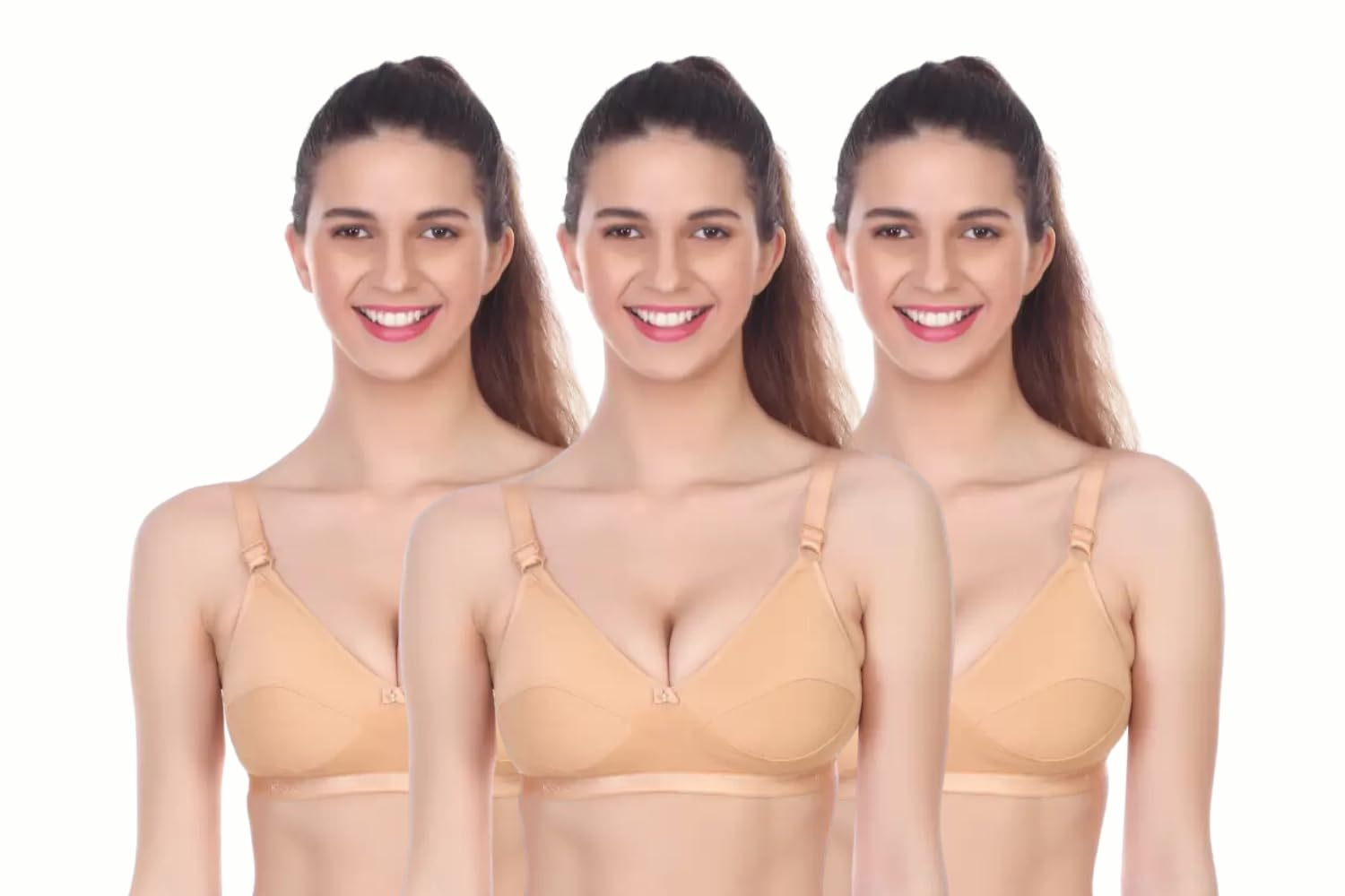 Wens Creation Women Solid Non-Padded | Seamed | Full Coverage Cotton Everyday Bra - Pack of 3