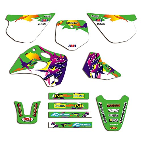 ENARUI Kit Deco Autocollant Stickers Compatible avec Kawasaki 80 KX KX80 1994 1995 1996 1997 et Numéro Gratuit Personnalisé