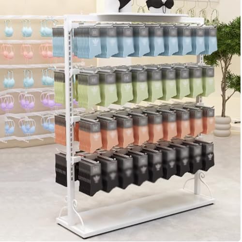 JevLoN Clothing Store Sock Display Rack, Multifunctional Panties Bra Gloves Retail Organizer, Commercial Organizer, Suitable for Supermarkets Mall Boutique Retail Store(White,150x40x135cm)