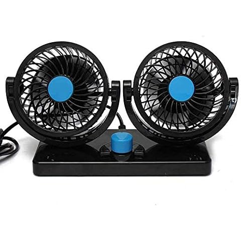 BestFire 360 Rotating Free Adjustment Dual Head Car Auto Cooling Air Fan Powerful Quiet 2 Speed Rotatable 12V Ventilation Dashboard Electric Car Fans Summer Cooling Air Circulator Low Noise Cover