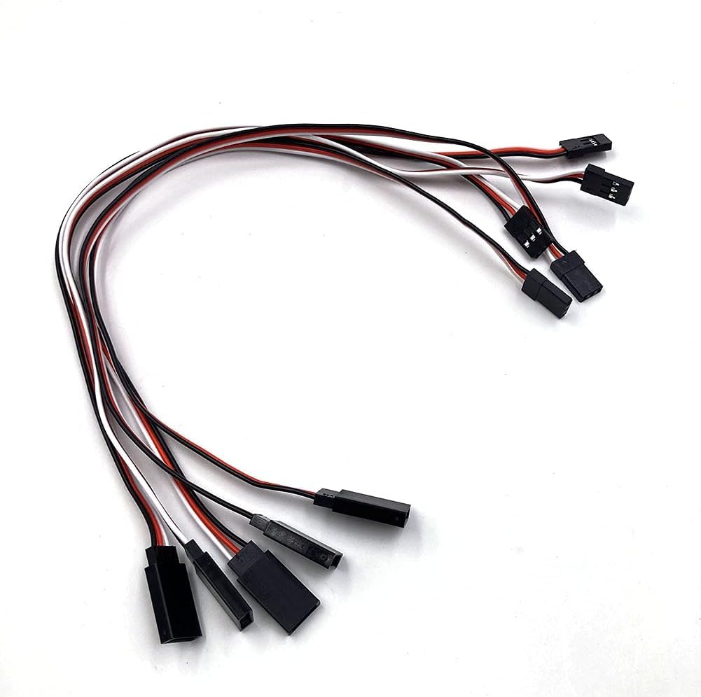 REES52 5 Pieces Servo Extension Cables, Servo Extension Male to Female RC Servo Extension Cord Wire Cable, Compatible with RC JR Futaba RC Car, Airplanes