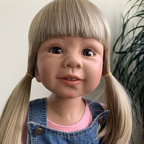 Generisch Reborn Puppe 87CM Riesige Reborn Baby Stehende Kleinkind Mädchen Lebensechte Babypuppen Kugelgelenk Puppe Prinzessin Kleid Langes Haar Kinder Modell Sammlergeschenk – Bild 3