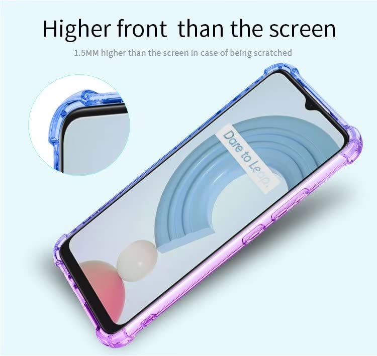 HONLEN Custodia per Realme C21Y / Realme C25Y Case, (6.5 Inches) Trasparente Sfumato TPU Silicone Progettata, 4 Angoli rinforzati Case - Fenicottero 2