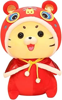 NOLITOY 1 Peça Boneca Tigre Pequena Decoração Chinesa Bichos De Pelúcia Almofadas Vermelhas Ornamento De Boneca Animal Mascote Brinquedo De Pelúcia Ano De Brinquedo Macio Brinquedo Tigre