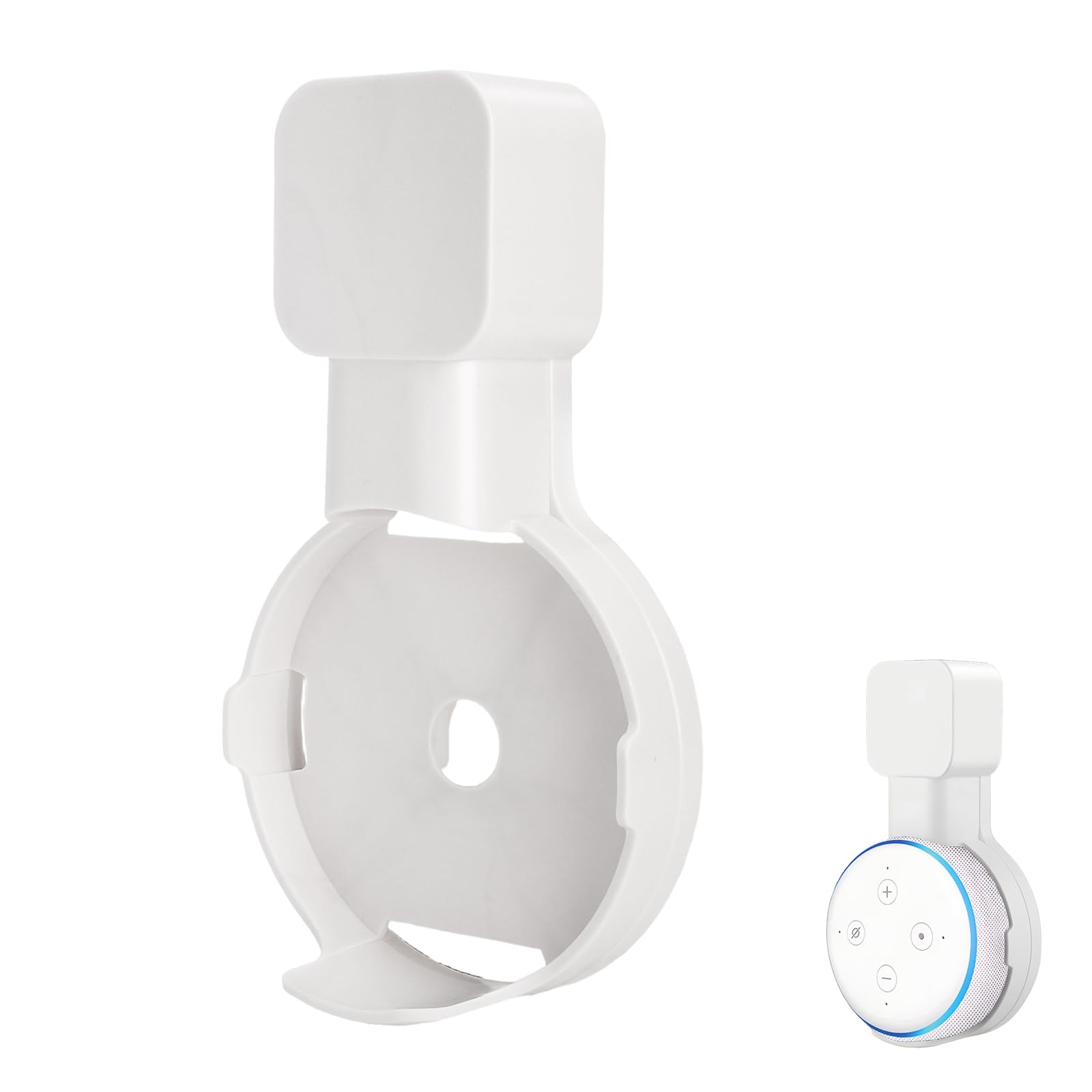 1 soporte de pared con gestión de cables de acrílico, soporte para altavoces Echo Dot 3ª generación, ahorro de espacio, color blanco