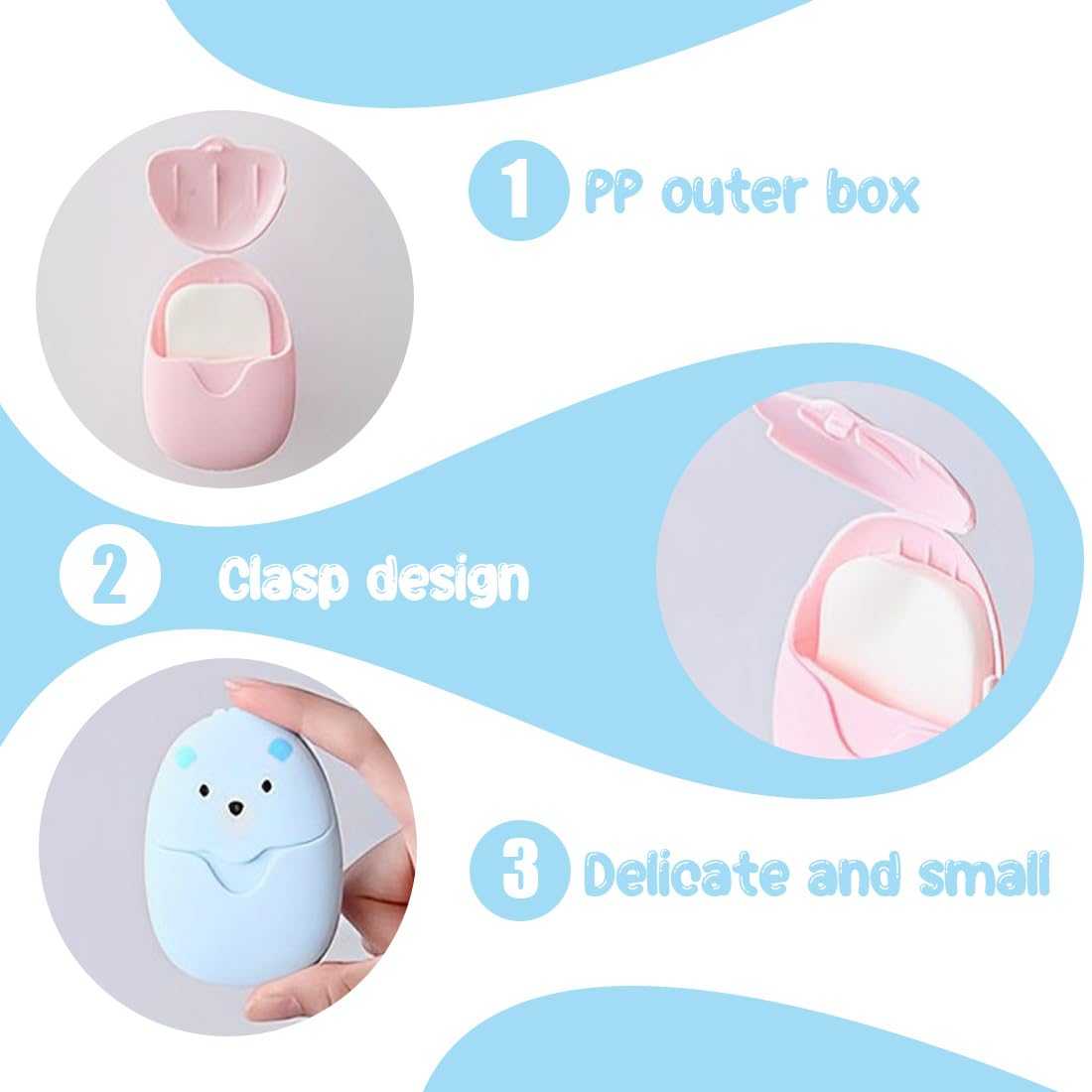 150 Mini Papier Seifen, Feuilles de Savon de Voyage, Papier Seifen, Seifenpapier, Seife Portable avec Boîte en Plastique, pour Voyages Camping Outdoor Randonnée - Petit et Léger à Transporter