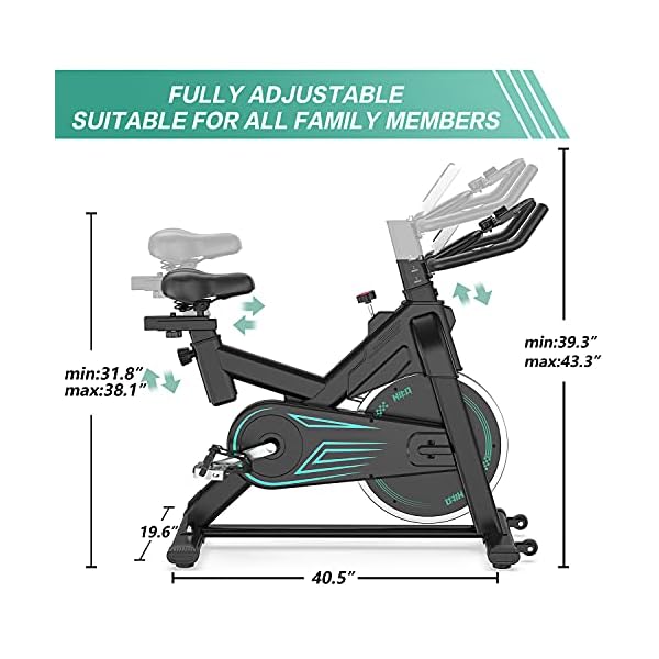 Indoor Cycling Bike Stationary - Exercise Bike for Home Cardio Workout with Comfortable Seat Cushion & Silent Belt Drive & Pad Holder