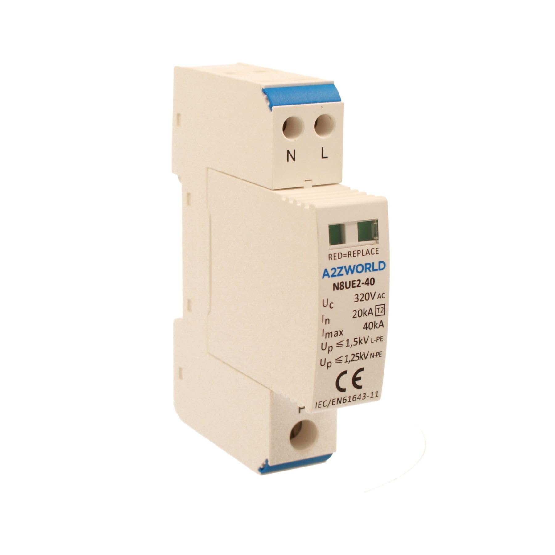 Scaricatore Di Sovratensione 220V, Tipo T2 1P+N 2 Poli, Occupa 1 Modulo DIN, Protegge Impianti Da Fulmini e Picchi Di Tensione