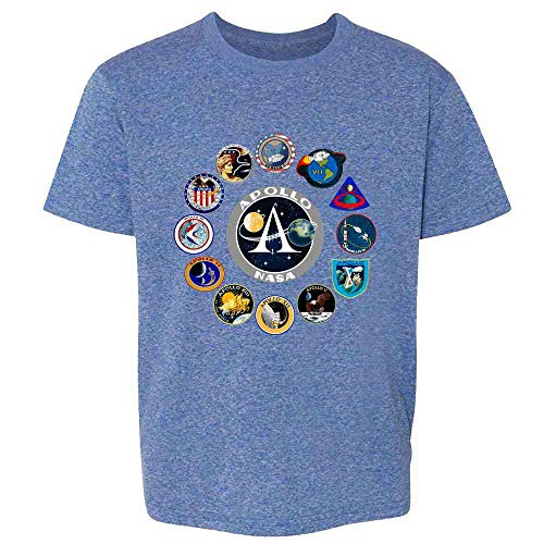 Pop Threads NASA Approved Apollo Mission Patches Retro Vintage Baby Toddler Kids Girl Boy T-Shirt Heather Royal Blue 4T