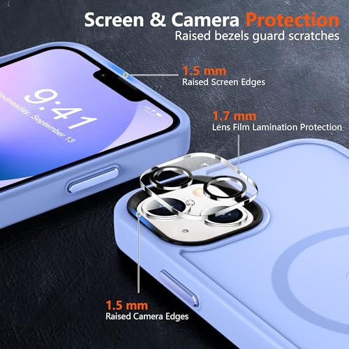 Image of MOCCA Magnetic Shockproof for iPhone 13 Case,Blue | 13ft Drop | Compatible with MagSafe | w / Screen & Lens Protectors | Anti-Slip Matte | Raised Camera & Screen Lip | Ultra-Slim