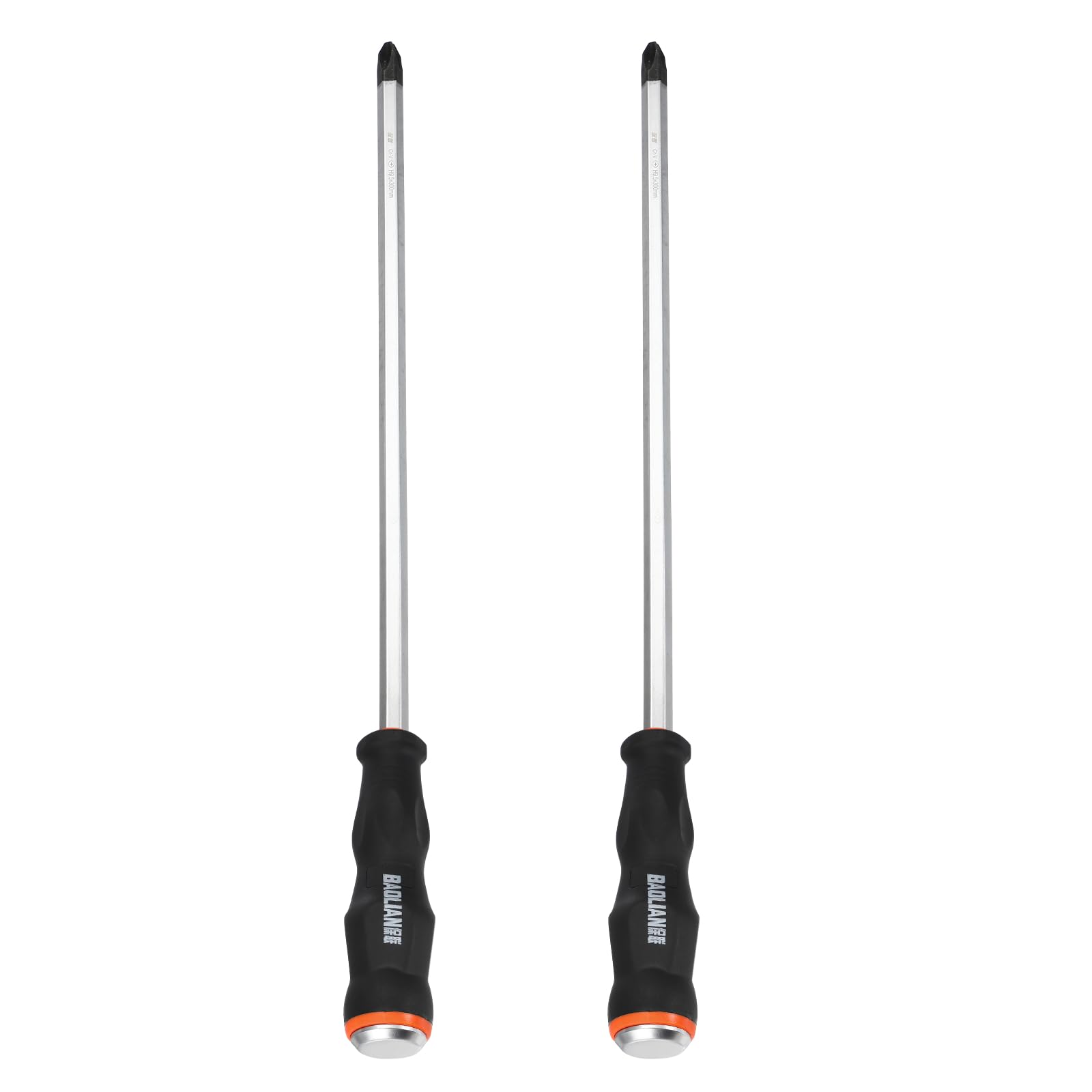sourcing map 2Pcs Magnetic Phillips Screwdriver PH2 x 290mm CR-V Steel Go-Thru Cross Screwdrivers with Striking Cap for Industry and Automobile Repair