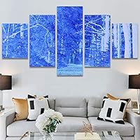 SIGNWIN 5 Panel Canvas Wall Art Modern Art Forest Multicolor Photography Relax/Calm Romantics Scenic for Home Decorations Ready to Hang - 60