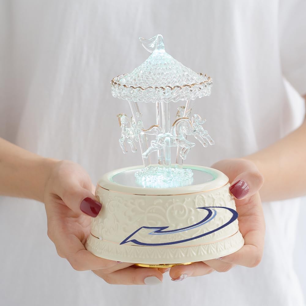 LOVE FOR YOU Gift Wrapped Music Box Crystal Carousel Horse Musical Unicorn Color Lights for Girls and Women Sister Niece Daughter Mom Granddaughter Grandma Christmas Birthday Presents Gifts