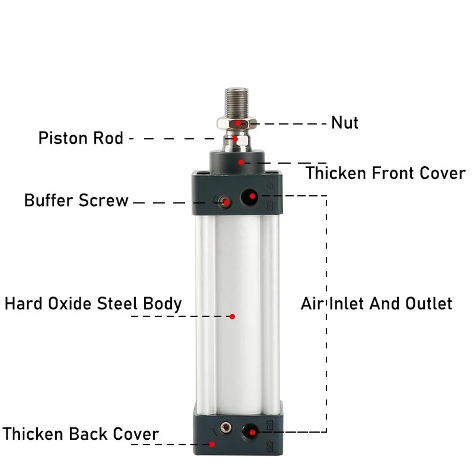 Air Pneumatics SU125 mm skok 25-1000 mm drążek kierowniczy wbudowany bez magnetycznego cylindra pneumatycznego 1 szt. (skok 400 mm)