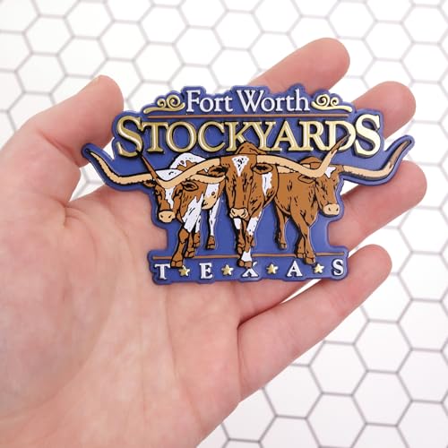 Imán de goma Fort Worth Stock Yards con Longhorn miniatura 3