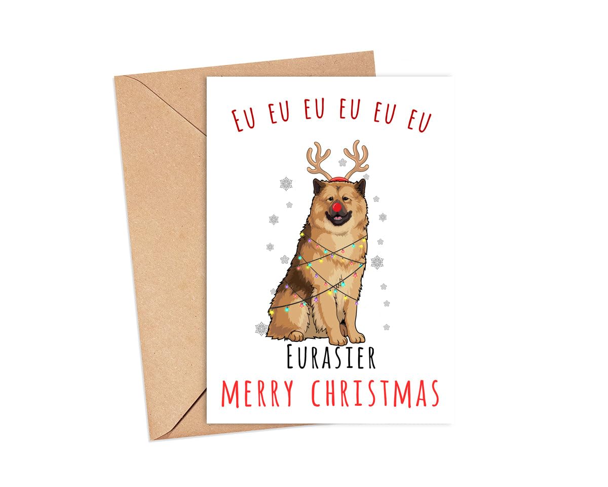 Gerigity Hunde-Weihnachtskarte Mit Umschlag - 12,7x17,8 Cm, Niedliches Design