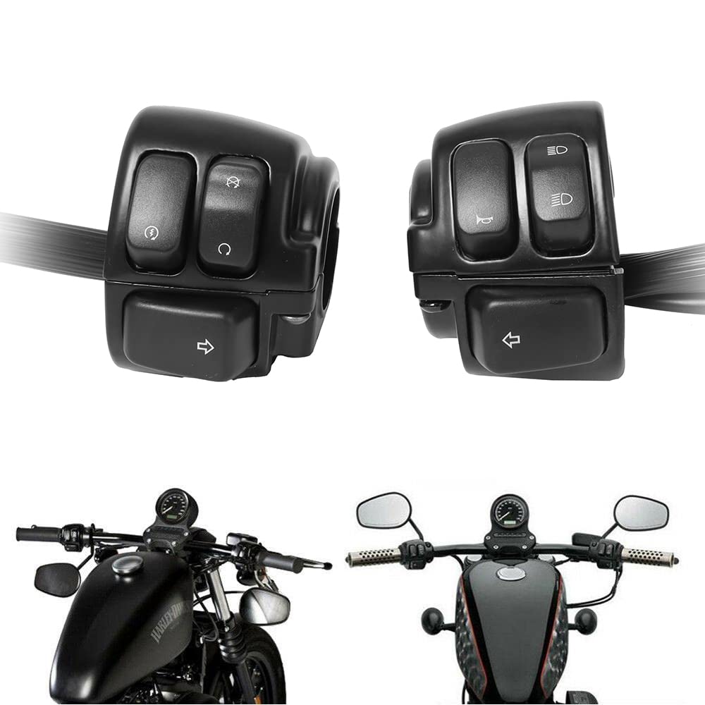 1" Motorcycle Handlebar Switch Control Set with Wiring Harness - Fits for Harley Touring, Sportster, Dyna, Softail (1996-2012) | Left/Right Switches
