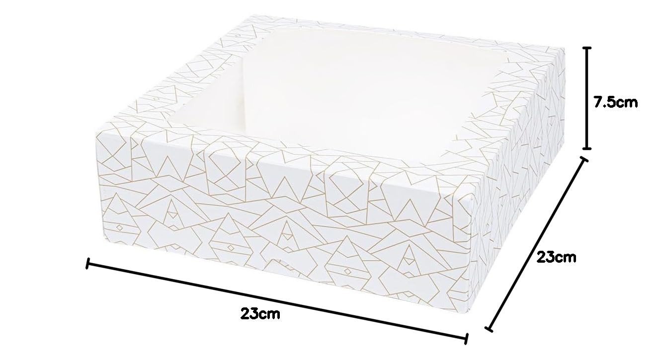 50 pezzi - Scatole per pasticceria con finestra 'Thepack' 250 g/M2 + Opp 23 x 23 x 7,5 cm bianco cartone ondulato Nano-Micro