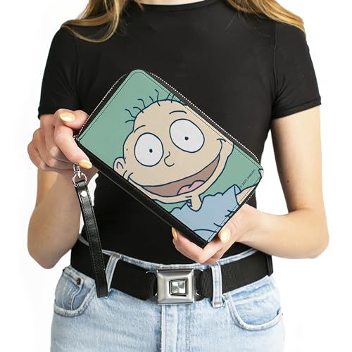 Nickelodeon Wallet, Zip Around, Rugrats Tommy Pickles Face Close Up Seafoam Green, Vegan Leather4