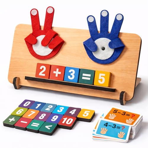 Image of Wembley Educational Math Learning Toy for Kids 3-5 Years | Montessori Toys with Foldable Finger Counting Hands | Number Blocks Counting Game | Learn Addition & Subtraction | Gift for Boys & Girls