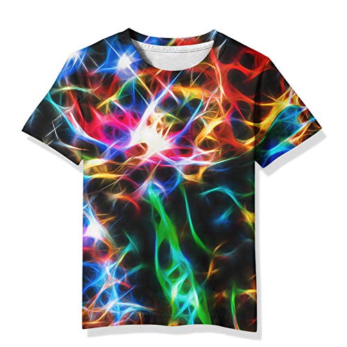 Image of Linnhoy Kids 3D Print Fashion Graphic T-Shirts for Boys Girls 6-16 Years | Unisex Colorful Short Sleeve, Crewneck, Breathable Fabric, Suitable for Daily Sport Festival Wear