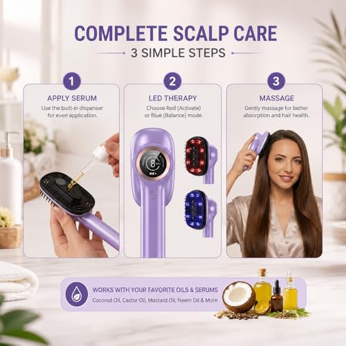 Image of Premium Electric Head Scalp Massager Comb | 3-in-1 Hair Scalp Massager with Oil Applicator | Ideal for Hair Growth, Dandruff Control & Hair Fall Reduction | Boosts Oil /Serum Absorption & Stress Relief | Portable, Lightweight, Easy-to-Use Shiatsu Massager for Men & Women (Multi)