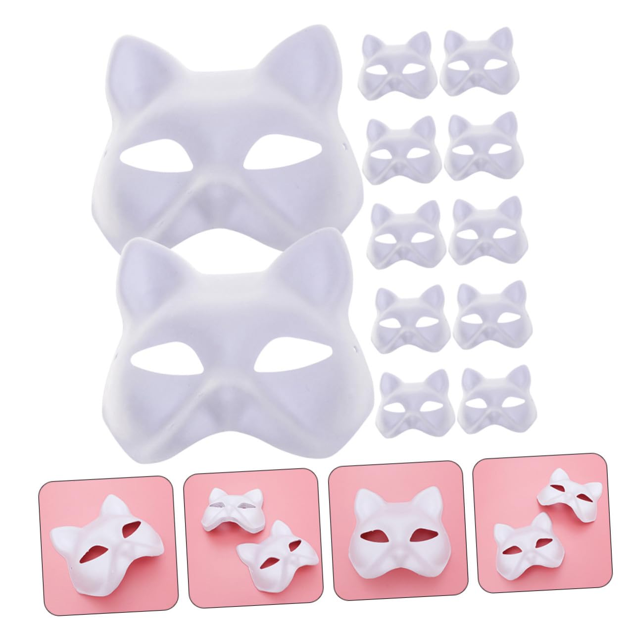12 Piezas Máscaras de Papel Pulpa para Pintar Mano Máscaras DIY para Disfraz Halloween Accesorios para Fiestas Carnaval y Cosplay de Animales