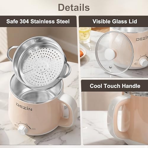 Dezin 1.6L Electric Pot with Steamer, Stainless Steel Pot with Dual Power - image 9