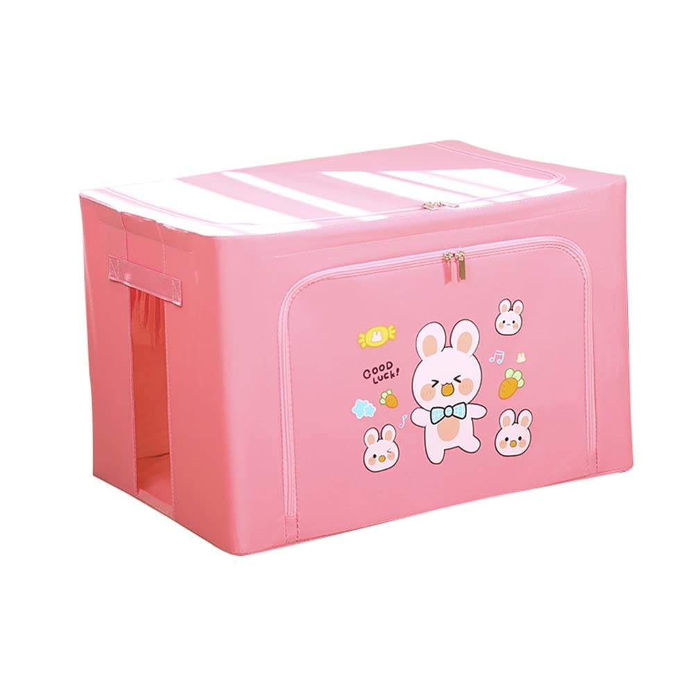 ETRGFTHU Clothes Storage Box Cartoon Oxford Cloth Household Foldable Organizer Wardrobe Sundries Storage Environmentally Friendly and Sturdy(Pink)