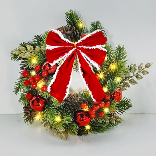 LED Weihnachtskranz, LED Türkranz Weihnachten Adventskranz...