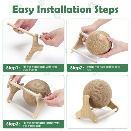 Balle à gratter en sisal pour chat, jouet d'exercice interactif et stable - 4